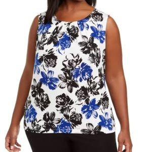 Calvin Klein Plus Women's Floral Pleat-Neck Top